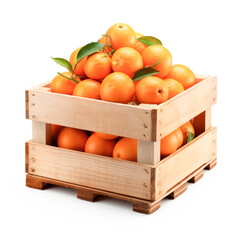 Wall Mural - Fresh orange fruit in the wooden box