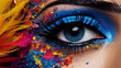 © Aura - beauty and makeup concept blue eye with colorful make up