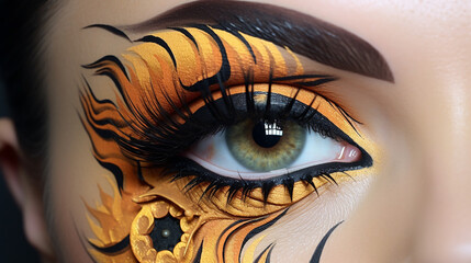 Wall Mural - makeup artist makes models eyes makeup