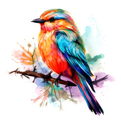 Wall Mural - Colorful bird watercolor illustration for poster and sublimation print design