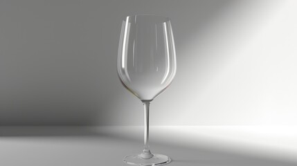  a wine glass sitting on a table with a shadow on the wall in front of it and a light shining on the floor in the back of the wine glass.