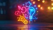3d Illustration depicting an illuminated neon sign with an imagination concept.