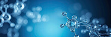3d   Molecules Hydrogen  On Blue Background