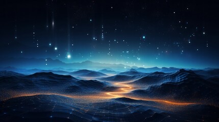 Poster - dynamic futuristic tech particles: abstract background illustrating the evolving landscape of techno