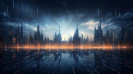Poster - dynamic futuristic tech particles: abstract background illustrating the evolving landscape of techno