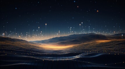 Poster - dynamic futuristic tech particles: abstract background illustrating the evolving landscape of techno