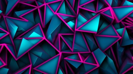 Poster - Vibrant neon pink and electric teal geometric shapes: perfect for stunning 8k abstract wallpaper with a contemporary flair