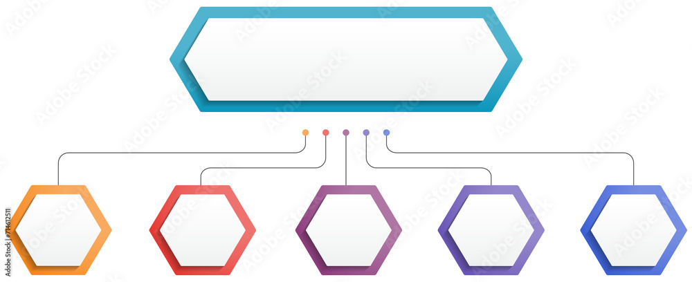 Infographic template with hexagons with main idea and 5 steps or ...