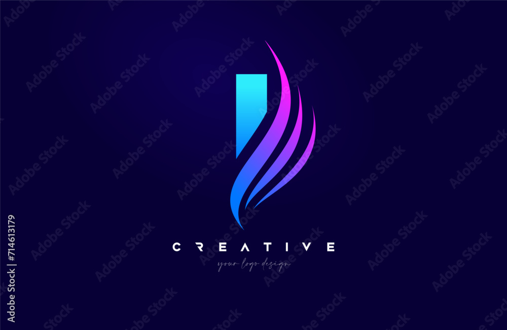 Letter I Swoosh Alphabet Logo Design with creative Swoosh shapes for ...