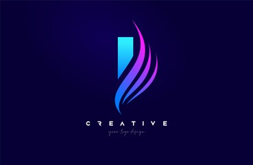 Wall Mural - letter i swoosh alphabet logo design with creative swoosh shapes for personal or business vector in 