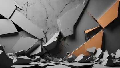  abstract 3d rendering of cracked surface modern background design wall destruction