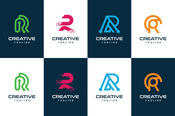 Wall Mural - Set of geometric abstract shapes icon. Simple creative logo design inspiration