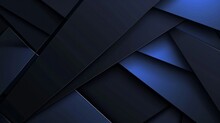 Modern Black Blue Abstract Background. Minimal. Color Gradient. Dark. Web Banner. Geometric Shape. 3d Effect. Lines Stripes Triangles. Design. Futuristic. Cut Paper Or Metal Effect. Luxury. Premium