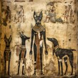 Ancient Egyptian art only with a binomial buzzing of dogs Ai generated art