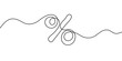 One continuous line drawing of a percent sign. illustration without background. Linear percent icon isolated