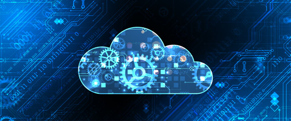 Fototapete - Cloud computing concept.Abstract connection technology background. Hand drawn vector.