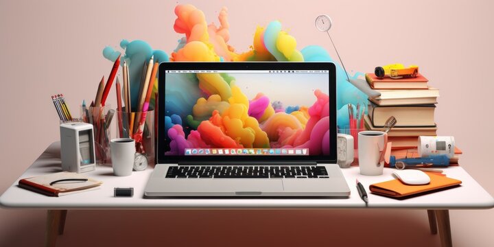 professional graphic designer desk. ai generated