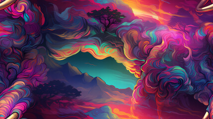 Wall Mural - abstract motley bright wave colorful glitches of painted design background image