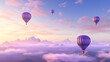 A purple hot air balloon race in the sky.