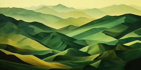 Wall Mural - An abstract illustration of beautiful, undulating green hills