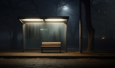 Wall Mural - A bus stop design with a modern concept for waiting for buses in an urban area. generative AI