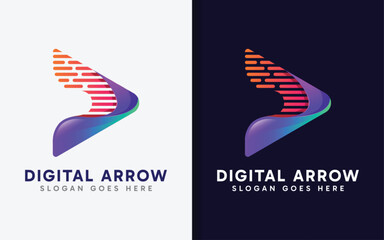 Poster - Digital Arrow Logo Design. Usable For Brand Company. Vector Logo Illustration.