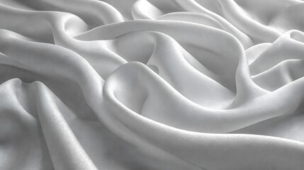 Fototapete - Abstract White Satin Silky Cloth for background, Fabric Textile Drape with Crease Wavy Folds.with soft waves,waving in the wind. : Generative AI