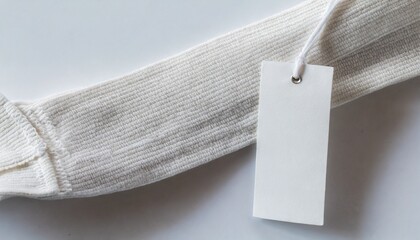 white blank clothing tag label on white background