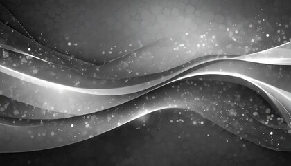 abstract silver gray and black background with smooth line wave and glowing spots