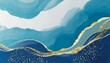 marbled blue abstract wave background in ocean style artwork illustration with copyspace