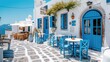 © Lubos Chlubny - Greek culture with traditional white and blue greek architecture, taverna