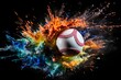 © Лариса Крохмаль - baseball ball on a bright background demonstrating the dynamics of the game