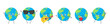 © Neoncat - Set Earth cute character cartoon planet greet jump love run sing smile face happy joy emotions vector illustration.