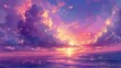 Purple sunset in the sky