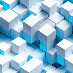 Wall Mural - Pattern of abstract geometric background with 3d cubes in white and blue color