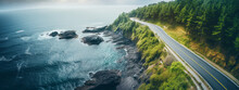 Top View Of A Beautiful Road Near The Ocean