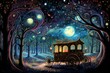 Whimsical starry night carriages, traversing the cosmos and granting wishes to dreamers - Generative AI