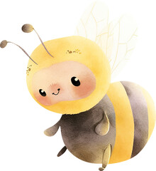 Wall Mural - Illustration of cute bee isolated on transparent background. PNG