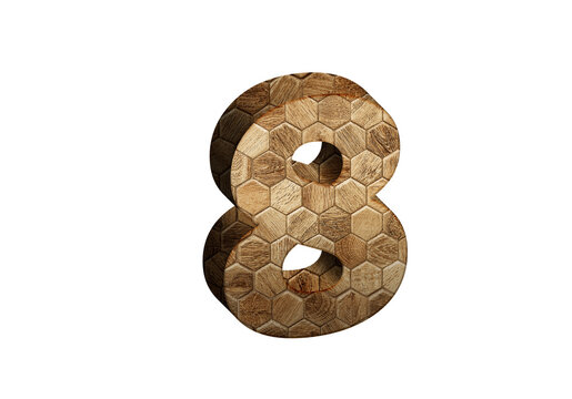 3d Wood Numbers, Alphabet Number eight made of wood material, high-resolution image of 3d font, ready to use for graphic design purposes