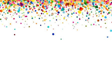 Colorful confetti border frame repeat pattern isolated on transparent background. PNG