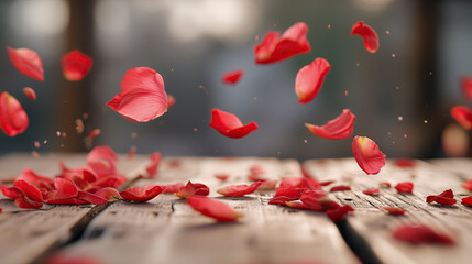 Wall Mural - red rose petals on the ground