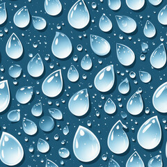 Aufkleber - Seamless pattern of falling water drops- vector illustration - Seamless tile