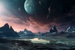 Stunning unreal extraterrestrial world amidst the cosmos. Generative AI