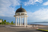 Fototapeta  - Rotunda gazebo on Onega lake in the early June morning. Petrozavodsk, Kareli. Russia