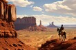 © Joyce - Cowboy on horseback with landscape of American’s Wild West with desert sandstones.
