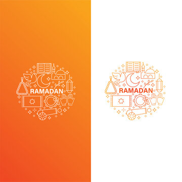 Ramadan Icons Circle Shape Background Vector Design.
