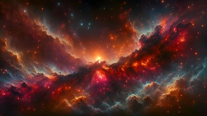 Wall Mural - Starry night cosmos Colorful nebula cloud in space galaxy video

