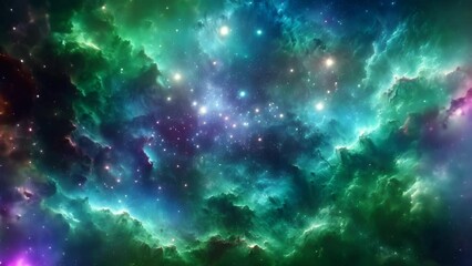 Wall Mural - Starry night cosmos Colorful nebula cloud in space galaxy video
