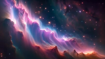 Wall Mural - Starry night cosmos Colorful nebula cloud in space galaxy video
