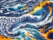 Abstrakte Illustration von Wellen und Strudel am Meer